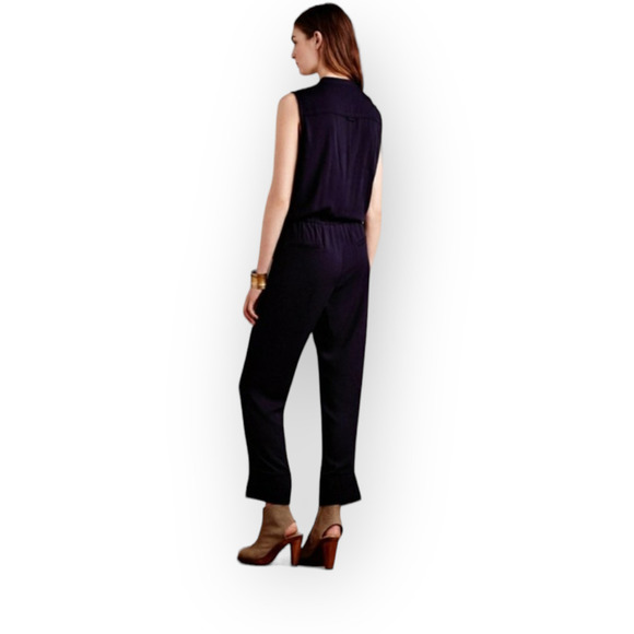 ANTHROPOLOGIE Elevenses Modern Straight Leg Jumpsuit  Navy Sz XXS - Picture 3 of 12